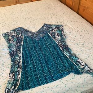 Blue Patterned Women's Top